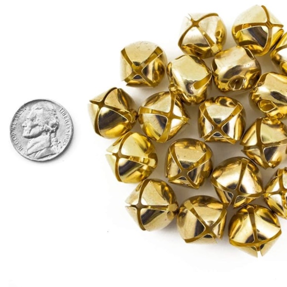 Jingle Bells Charms 30 Pieces 0.75 inch 20mm Gold Small Craft - Picture 2 of 3